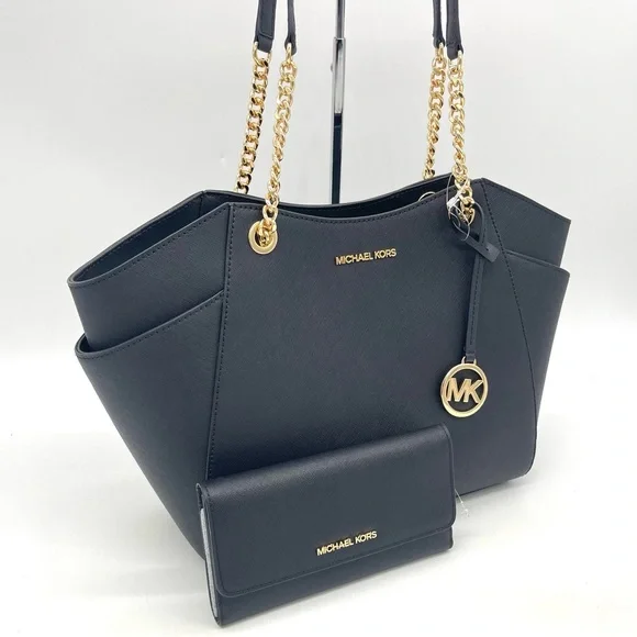 Michael Kors Large Chain Shoulder Tote Bag & Trifold Wallet - Picture 3 of 8